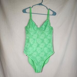 Aerie One Piece Swimsuit Neon Green Lace With Lining New With Tags Resort